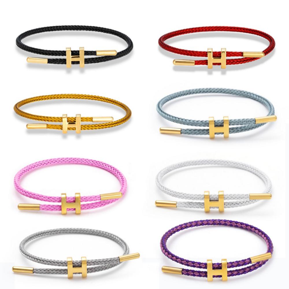 Braccialetto Corda Impermeabile Regolabile Multicolore in Acciaio Inossidabile per Uomini e Donne Gioielli Resistenti allo Sbiadimento