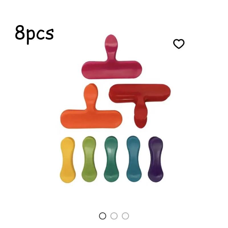 

8pcs Reusable Plastic Bag Clips, Suitable for Chips, Bread, Snacks, Pet Food - Multi-color Kitchen Storage Organizers