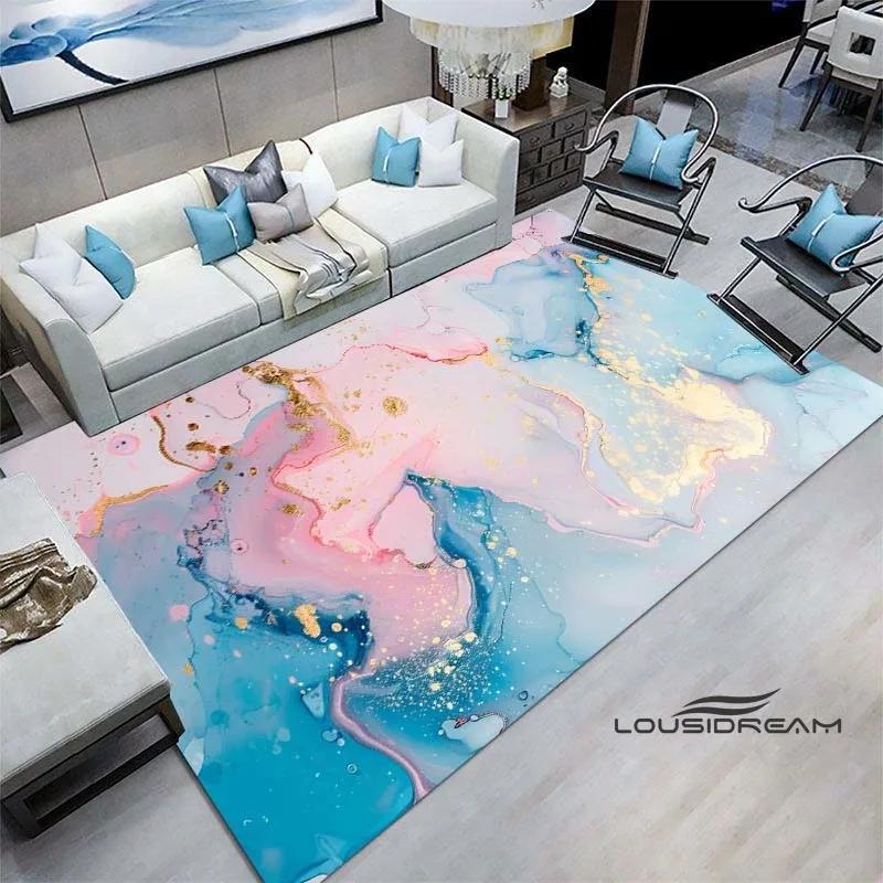 Luxury Fantasy Marble Carpet, Bedroom Carpet, Living Room, Sofa Decoration, Large Green and Gold Game Decoration