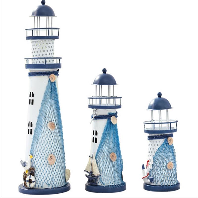 Seagull Navigation Party Sculpture Maritime with LED Lights Colored Light Lighthouse Light Metal