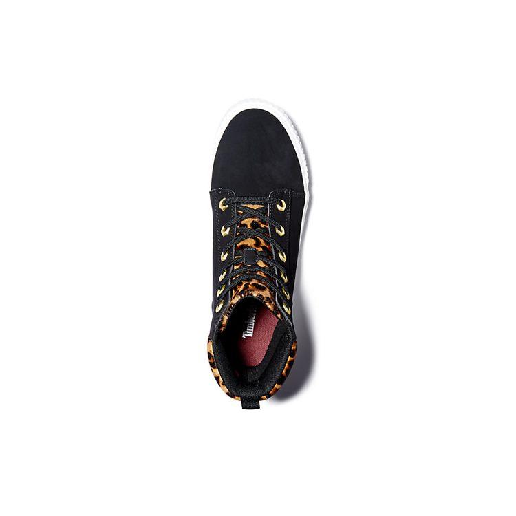Timberland SKyla Bay 6 Inch Boot 'Black Nubuck Wtih Cheetah Collar' Women's A2F1P001