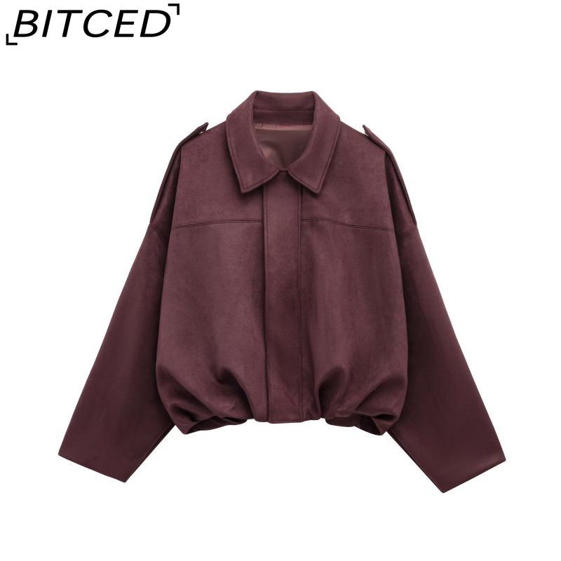 BITCED Women's Pre-Spring Fashion Suede-Effect Pilot Jacket