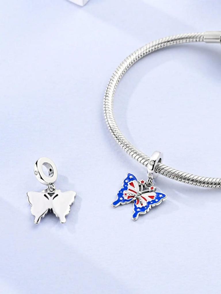 Charms Plata Copper Colors Spring Butterflies Beads Charm Pendant For Original Bracelet For Women Diy Jewelry Love Gift