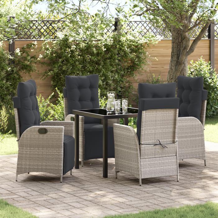 VidaXL Ensemble de salle à manger de jardin 5 pièces gris clair en poly rattan 3380569