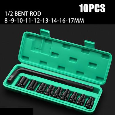 10-Piece Impact Socket Set,(8-17mm) Size Sockets,1/2 Drive Deep Sockets,  Hex Design Impact Socket Set for 1/2"Impact Wrench