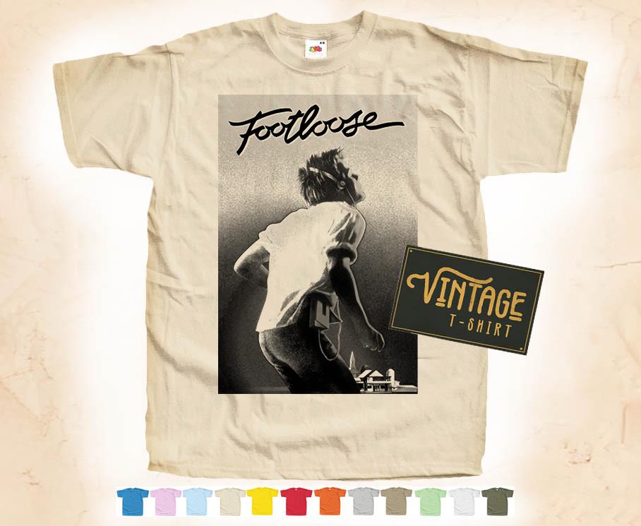 Unisex Cotton T-shirt Black Print FOOTLOOSE Ver.1 T-SHIRT Tee Vintage Poster 12 Colors S-5XL