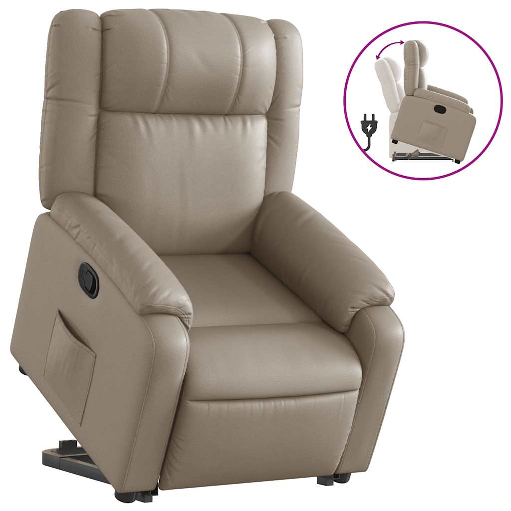 Recliner Chair with Lift Assistance Cappuccino Faux Leather