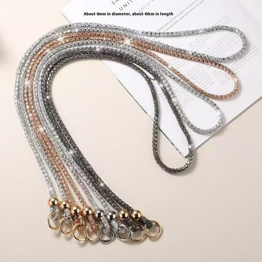 Kryształowy koralikowy smycz na telefon Pasek crossbody z zaczepem do urządzeń mobilnych