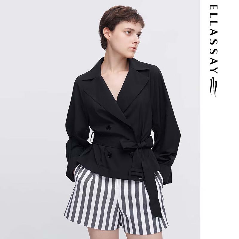 ELLASSAY Women s Commuter Tie-Waist Short Trench Coat M