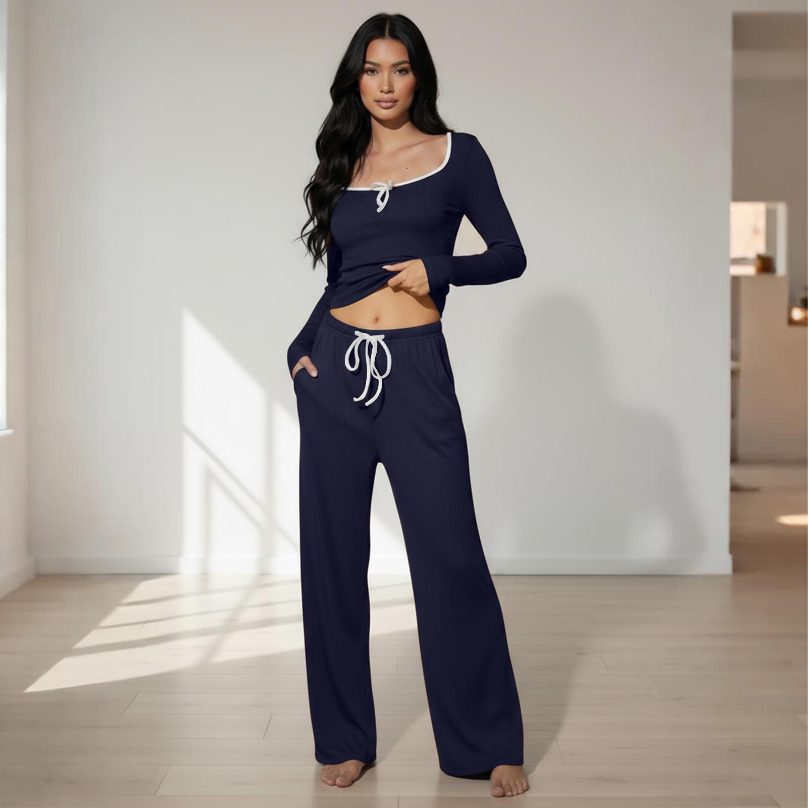 

Women s Fashion Thickened Casual Loose Straight Leg Trouser Set XL