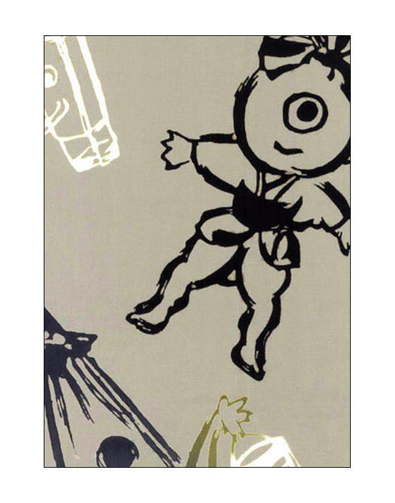 

Tenugui Hand Made in Ghost Design Niwa-zome Towel, Chū-dyed, 100% Cotton, Japan,