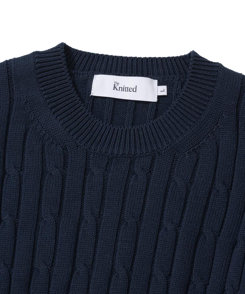KNITTED [Nitied X Fashion Planet] Cable Round Knit Navy