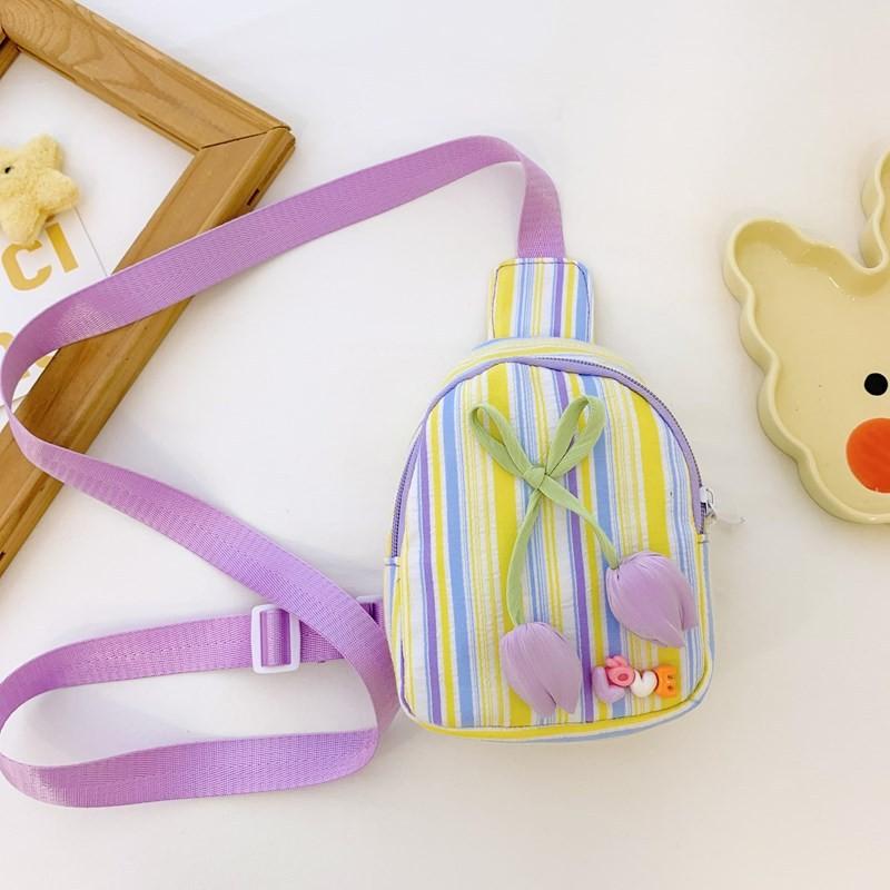 Adorable Kids Flower Pattern Chest Bag Lightweight Cartoon Tulip Design For Everyday Use