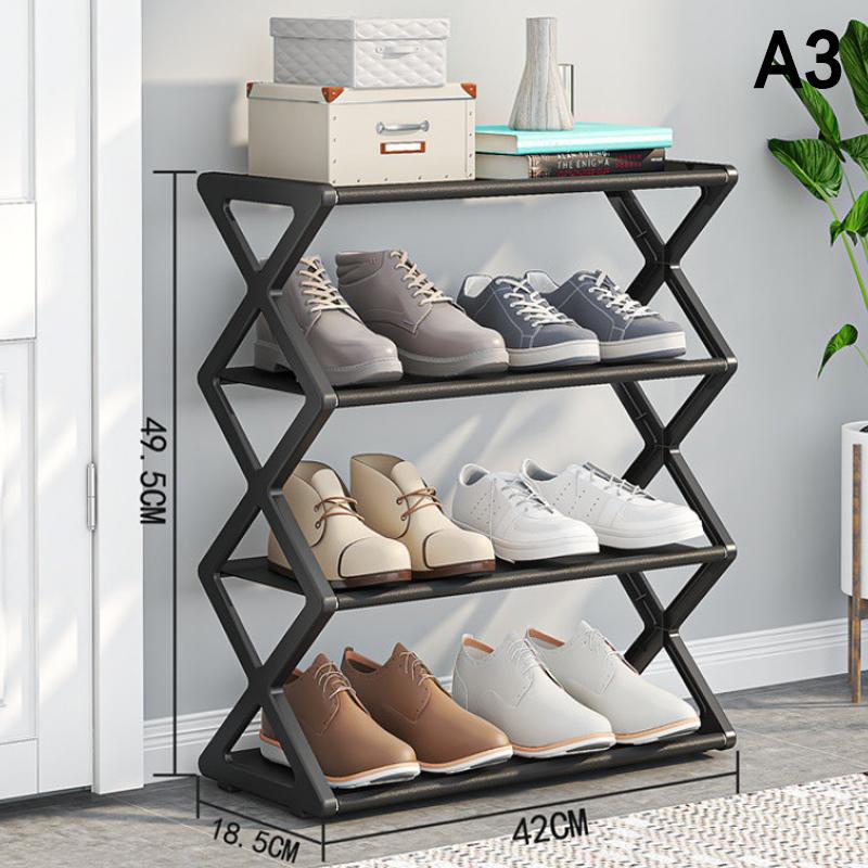 Creative Simple Assembly Shoe Rack Steel Tube 4-Layer Solid Color Assembly Home Shoe Rack For Porch Living Room Storage Rack