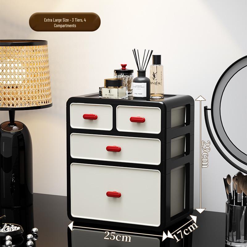 Retro-Style Plastic Cosmetic Storage Cabinet with Drawers