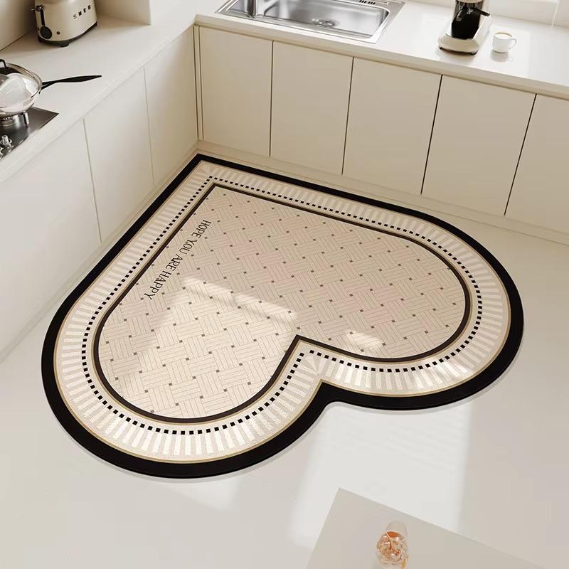 Heart Mat 1PCS Diatom Mud Kitchen Water Absorption Oil Absorption Dirt Resistant Door Non-slip Living Room Entrance Floor Mat