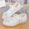 Girls' Princess Shoes Fashion Pearl Rhinestone White Leather Shoes Spring New Children's High Heels Girls' Performance Shoes