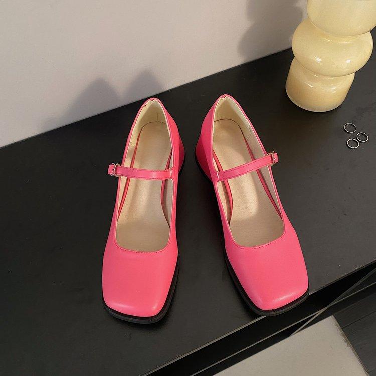 Fashion Mary Janes Vintage Sandals Woman 2024 New Buckle Non-Slip Casual Medium Heels Office Ladies Solid Elegant Heels Pumps Zapatos