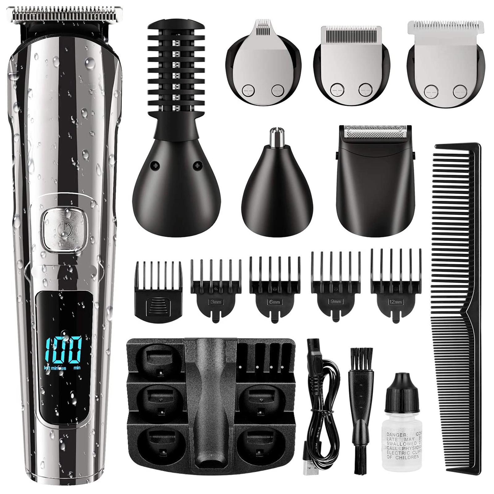

All In One Hair Trimmer For Men Face & Body Grooming Kit Beard Hair Clipper Electric Shaver Washable Trimer Nose чёрный