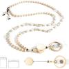 Retractable Lanyards for ID Badges and Keys, Beaded Lanyards for Women Cream Crystal, Cute Teacher Lanyard Apricot Pink