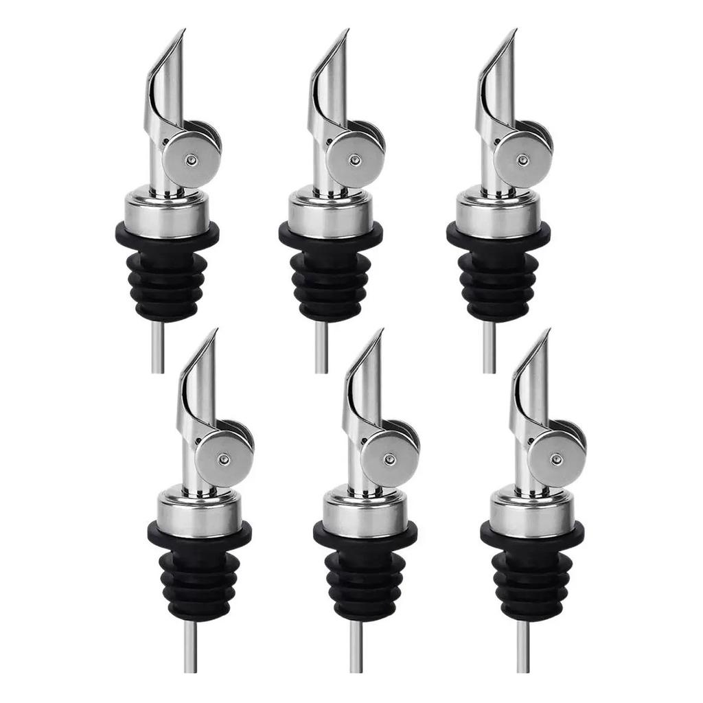 6er-Pack Weinflaschenausgießer Edelstahl-Spirituosenausguss Automatischer Olivenölspender für 3/4" Flaschenhals
