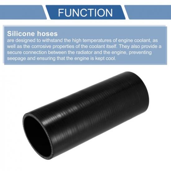 Single 68mm 2.68"ID 200mm 7.87"Length 0 Degree Black Car Silicone Hose Universal