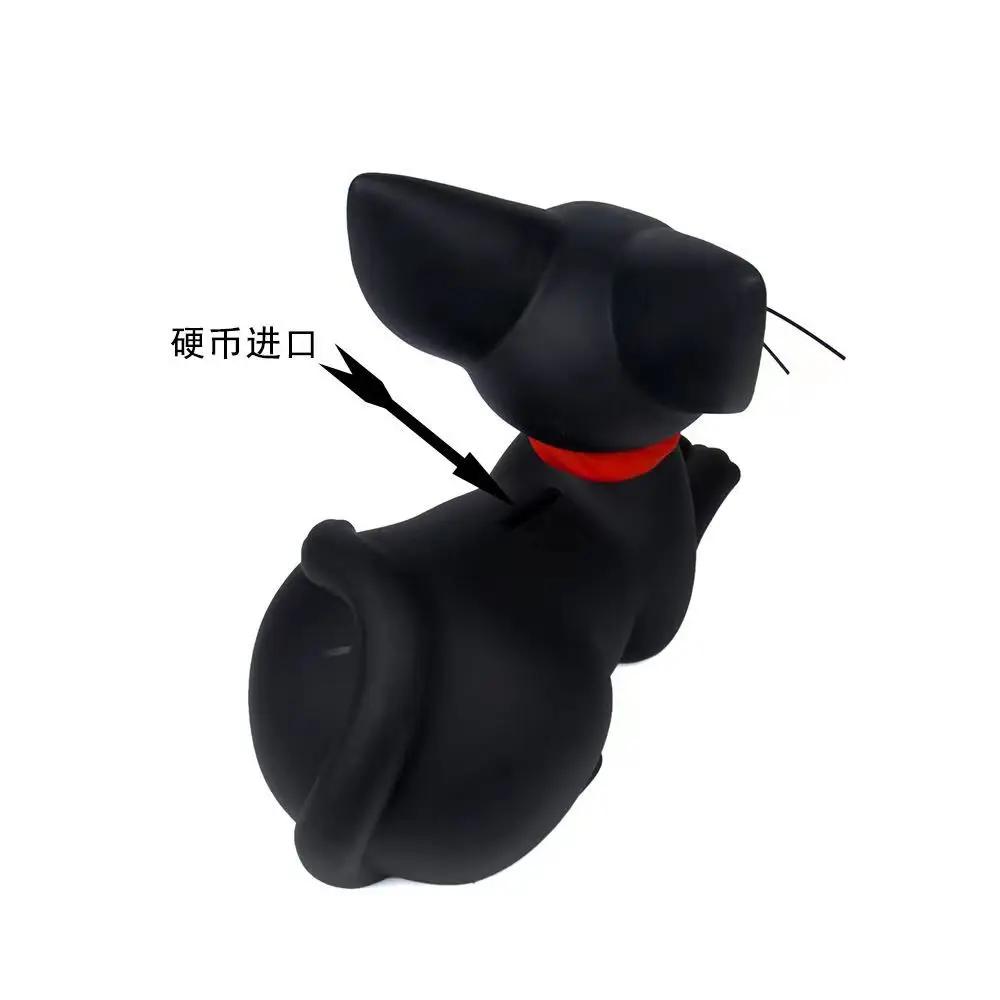 Niedliche schwarze Katze Handkurbel-Spardose mit Kaugummi-Aufbewahrung zur Dekoration Kreative schwarze Katze Spardose mit Kaugummi
