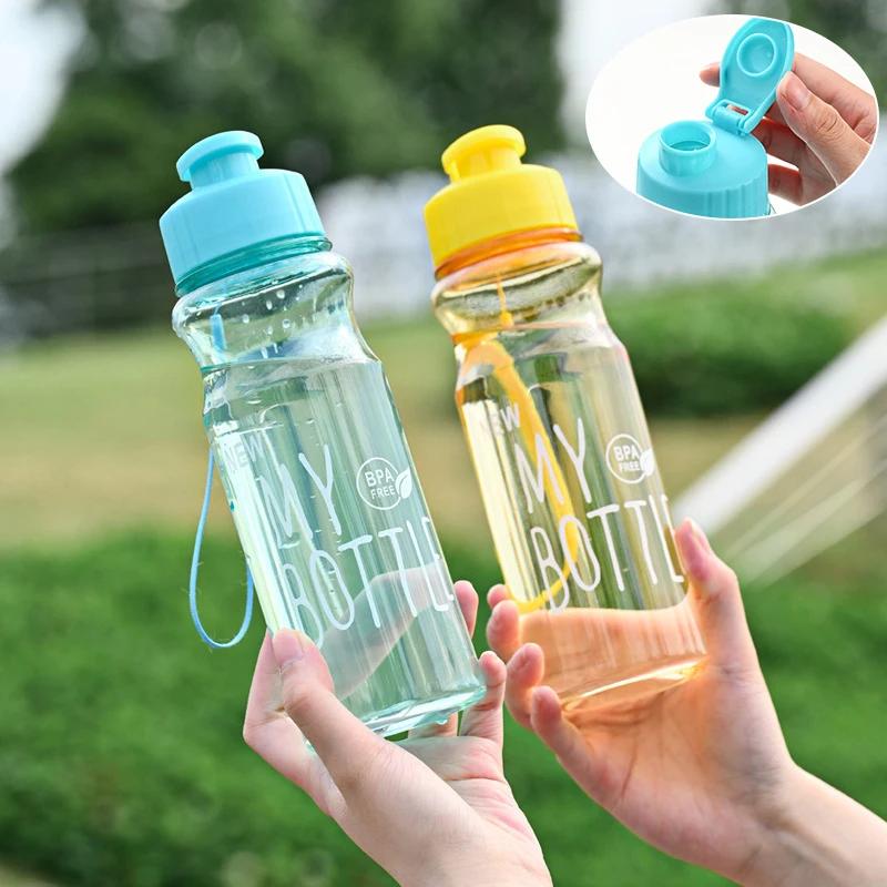 600ML Transparent&Portable Leak-proof Shaker Sports Water Bottle with Lid for School Gym Travel Girl Boy BPA Free Children's Mug