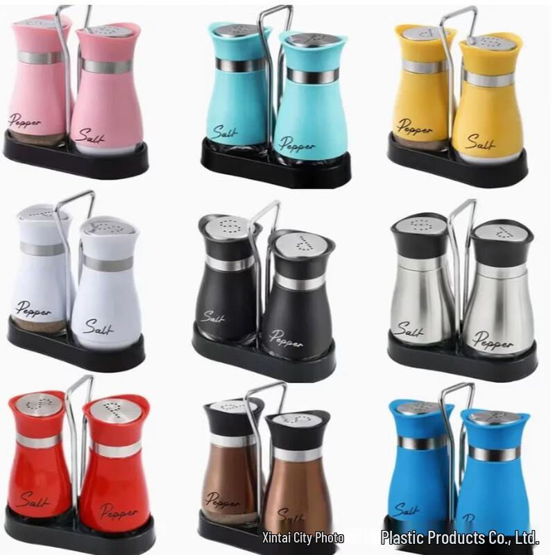 Stainless Steel Glass Seasoning Shaker Set