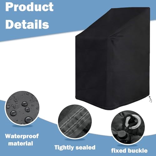 Timisea Outdoor Stacking Chair Cover 420D Oxford Waterproof UV Resistant 75x75x120cm