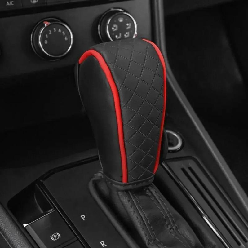 Perforated breathable cowhide gearshift cover for automotive products, carbon fiber pattern leather gearshift cover
