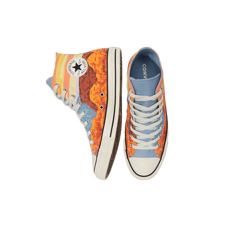 Converse Chuck Taylor All Star Trendy Durável Absorvente de Choque Cano Alto Tênis de Lona Tênis Unissex Amarelo Azul 170843C