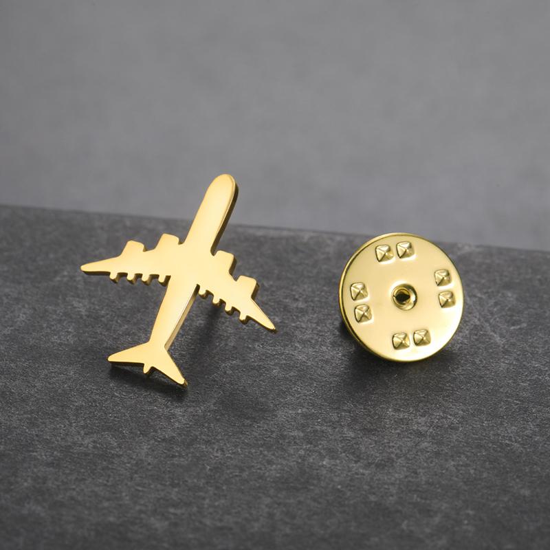 Trendy Plane Lapel Pins Brooch For Women Men Stainless Steel Suit Collar Badges Jewelry 2026 Gifts Accessories
