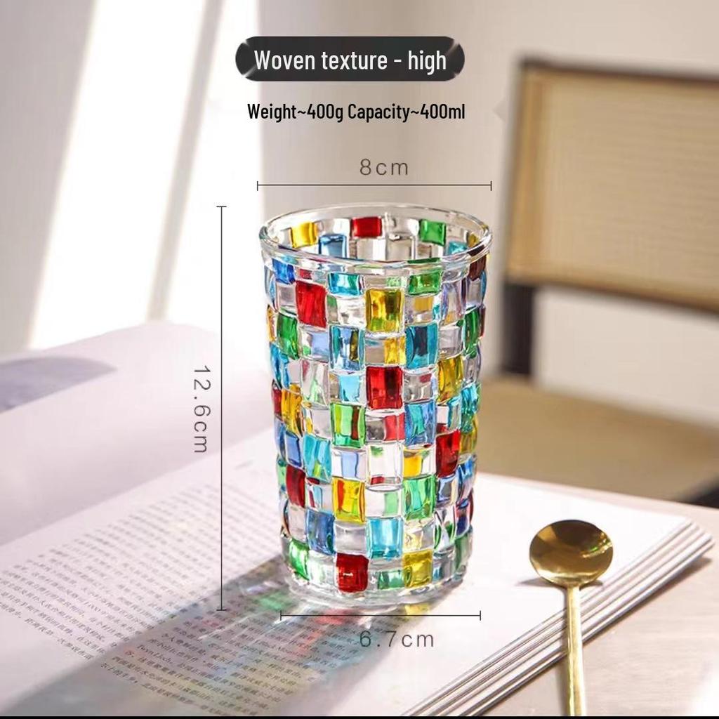Rainbow Sheen Hand-Painted Glass Cup - Bling Design for Summer