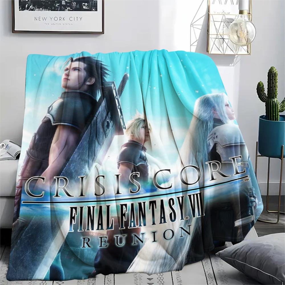 1Pc Final Fantasy Print Flannel Blanket, High Quality Comfortable for All Seasons, Home Decor, Warmth and Comfort, Perfect for Gifts
