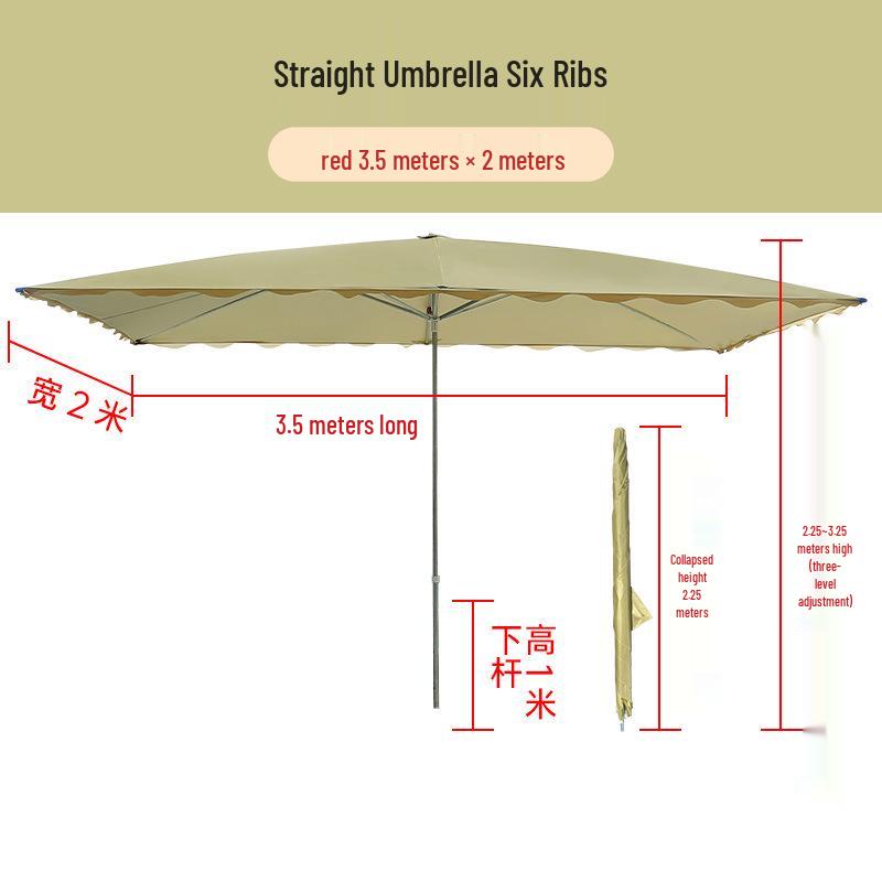 Large Rectangular Folding Patio Umbrella with Canopy Sun Protection