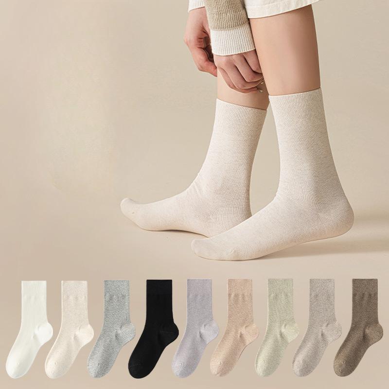 Women's Autumn and Winter 10A Antiseptic Silicone Non-skid Boneless Pure Color Moon Tube Socks