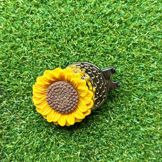 Magnetic Golf Ball Marker with Hat Clip Sunflower Shape Magnet Ball Marker Cap Clip Set for Men Women Golfers Bags Belts Visors Accessories