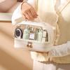 PU Double-Layer Transparent Makeup Bag - Large Capacity, Waterproof, Portable Toiletry Bag for Travel, Multi-Layer Storage