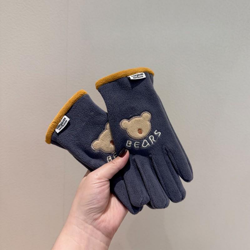 Kids Winter Warm Fleece Lined Fingered Gloves Outdoor Cycling Windproof Cold Weather Protection Unisex