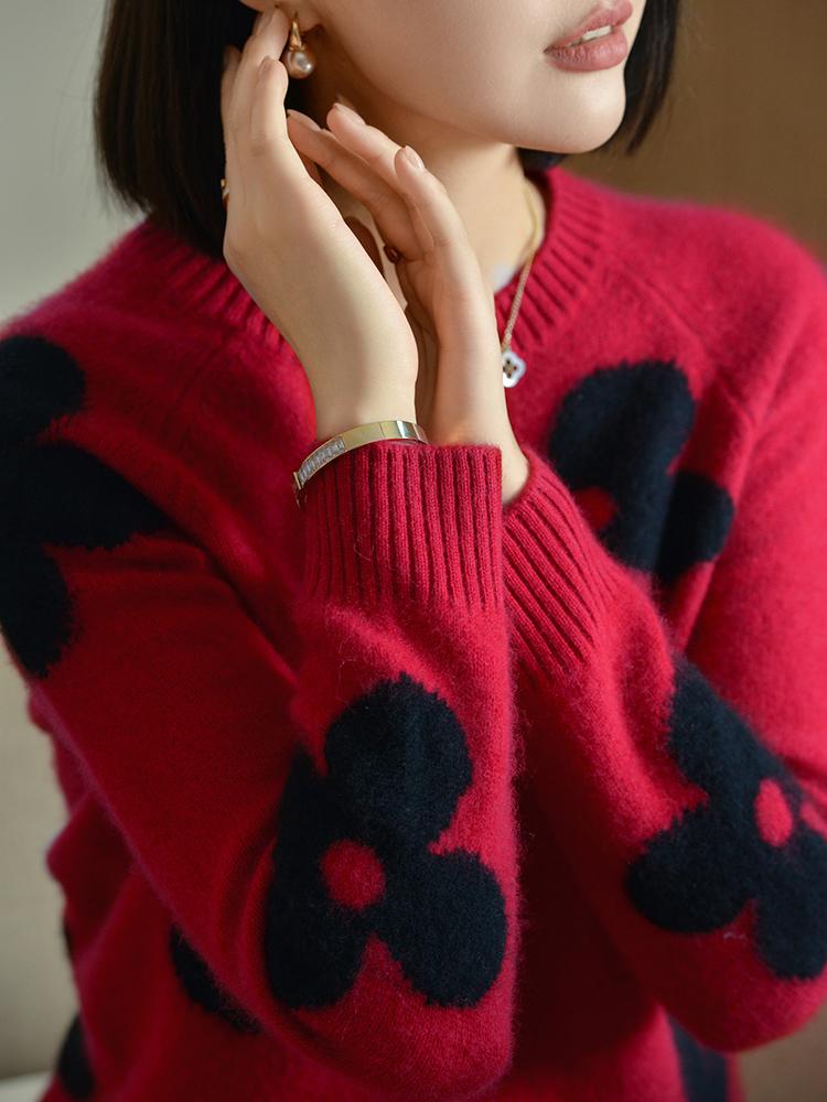 Women's Cashmere Sweater Qinghe Cashmere 30% Cashmere 70% Wool Autumn and Winter Cashmere Pullover Soft and Warm