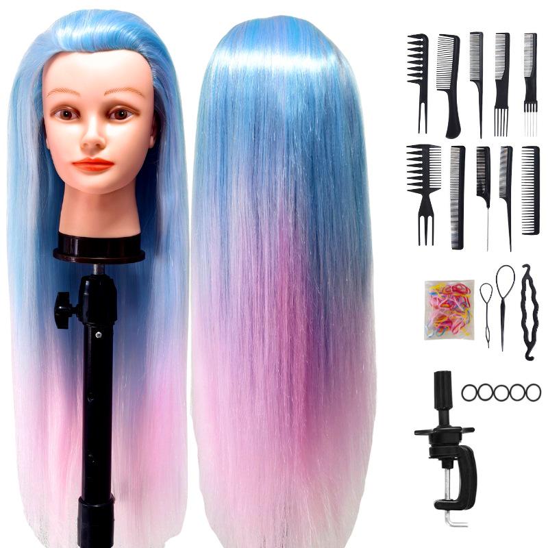 High Temperature Fiber Wig Mannequin Head for Hairdressing and Haircutting Training