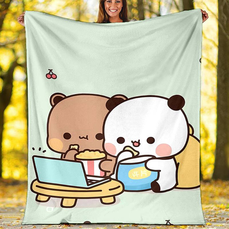 1pc Yier BuBu Bear3 Theme Blanket - Digital Print, Polyester, Cozy for All Seasons, Perfect for Outdoor, Camping, and Travel
