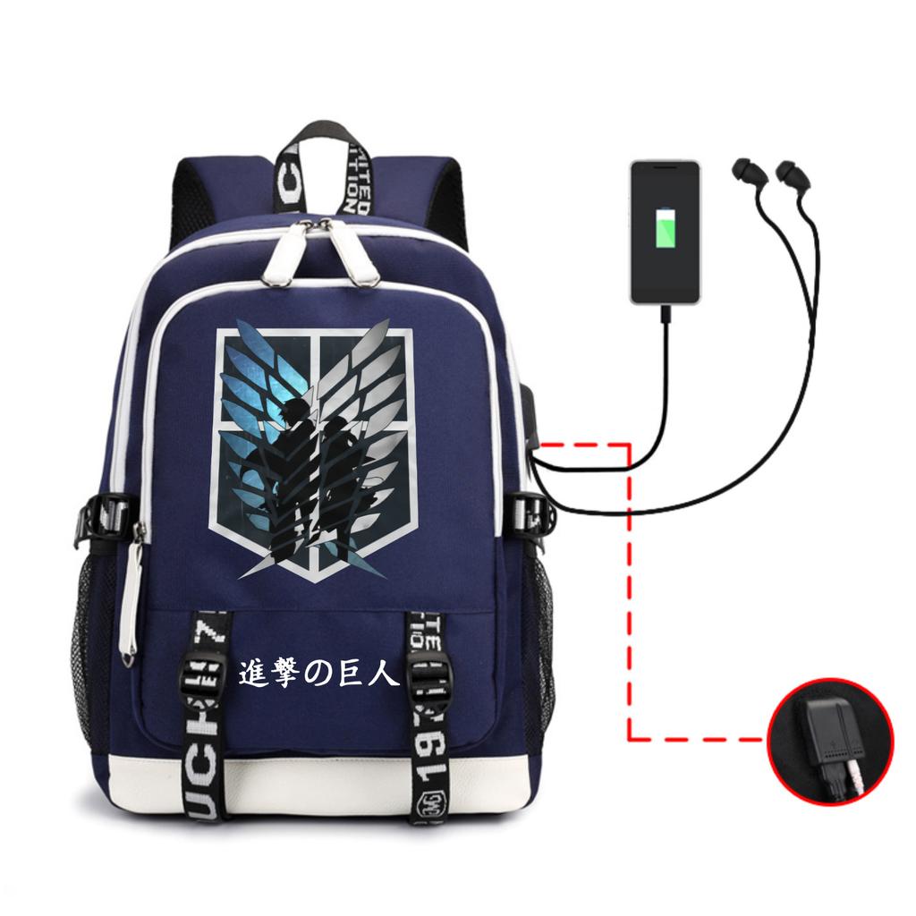 Anime Backpack Outdoor Male And Female Students Headphones Schoolbag Usb Backpack