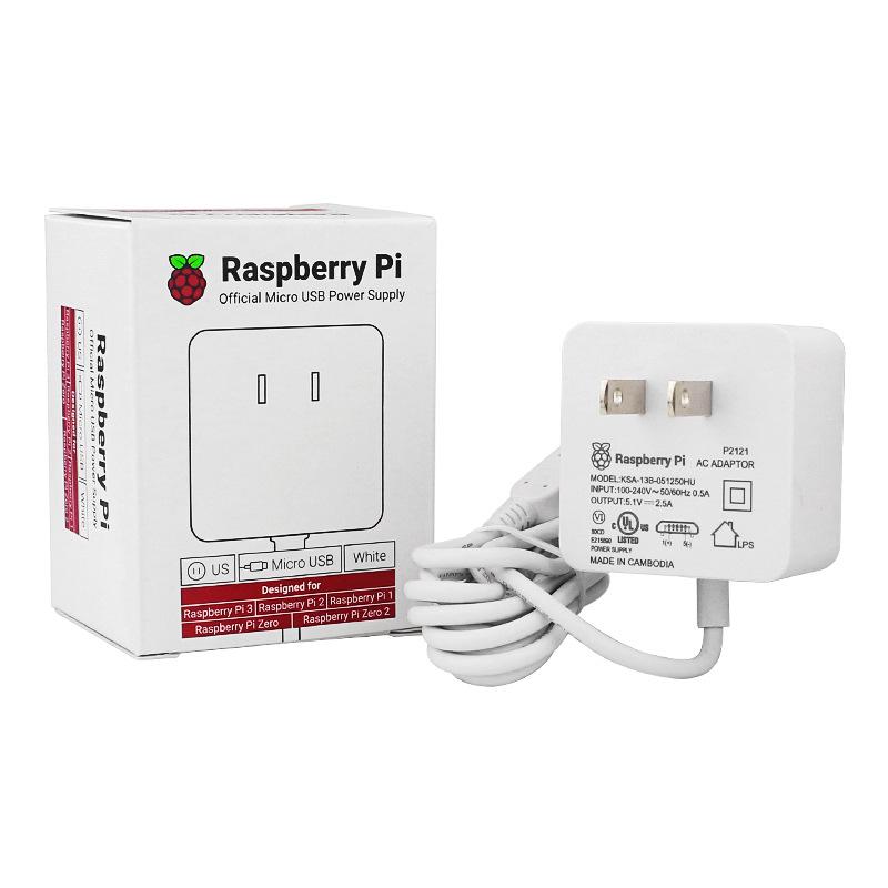 Raspberry Pi Zero 2W/3B+/3B Offizielles Netzteil, 5,1V 2,5A, 1,5m Kabel