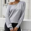 IHUASU Women's Autumn and Winter Commuter Sweater Strapless Solid Color Loose Large Size One Lapel Knit Sweater