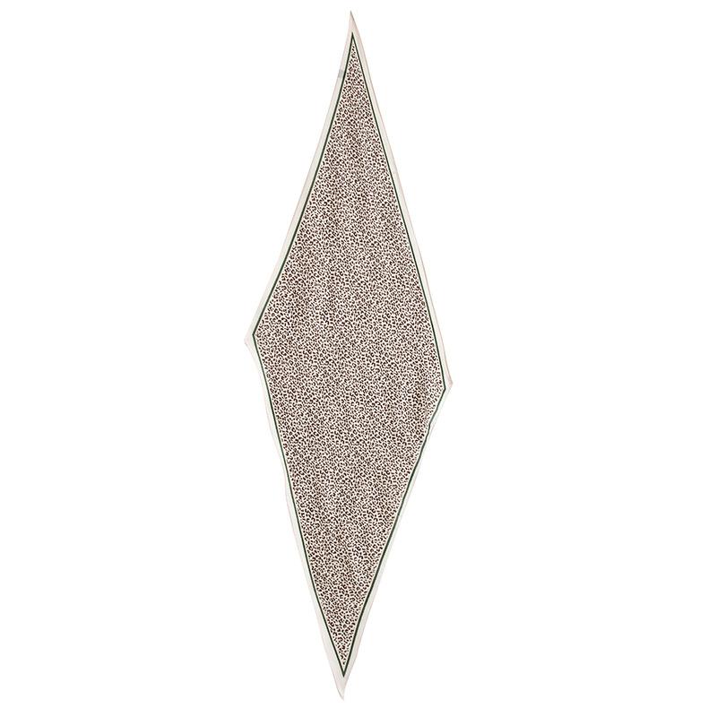 White edge leopard print silk scarf wool silk long silk scarf urban trend ribbon neck diamond long silk scarf thin 133*47
