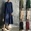Rochie temperament toamnă și iarnă europeană și americană pentru femei, gât rotund fermoar decorativ cu nasturi mânecă lungă rochie largă