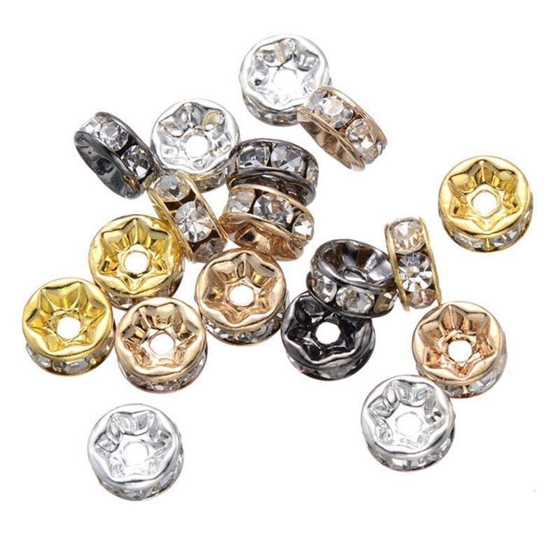 50 stk/parti 8 mm Strass Rondeller Krystallperler Løse Avstandsperler Charms for DIY Håndlaget Smykketilbehør Produksjonsmateriell