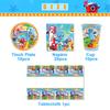 Cartoon Blocked Number Theme Birthday Party Decoration Building Background Plate Cup Balloon Backdrop Photography Prop Kid Gifts